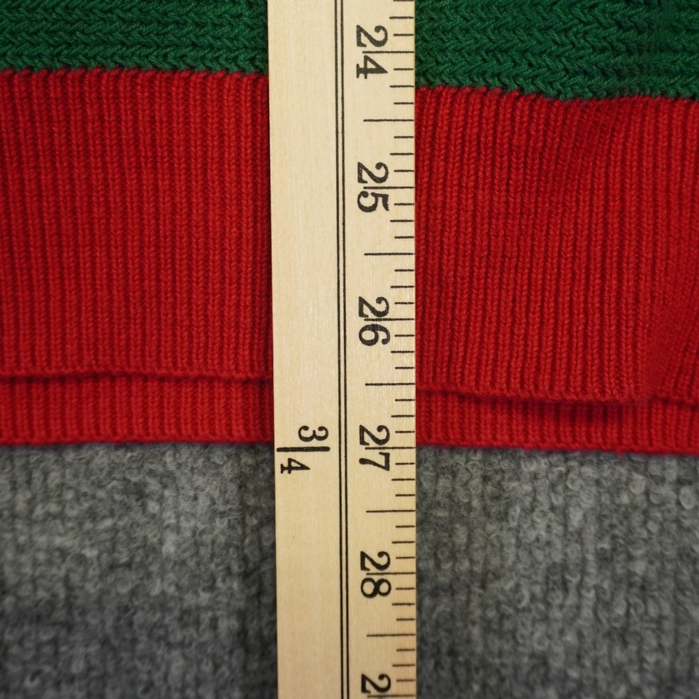 Vintage 90s Lands End Sweater Mens L Green Colorblock Ribbed Cotton Henley USA - Picture 5 of 7